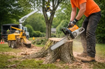 Tree trimming, removal, and stump grinding services