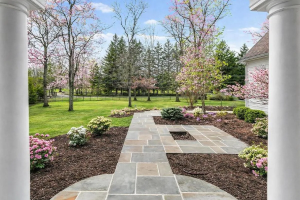 Beautiful residential landscaping in the front entryway of a home in New Holland, PA